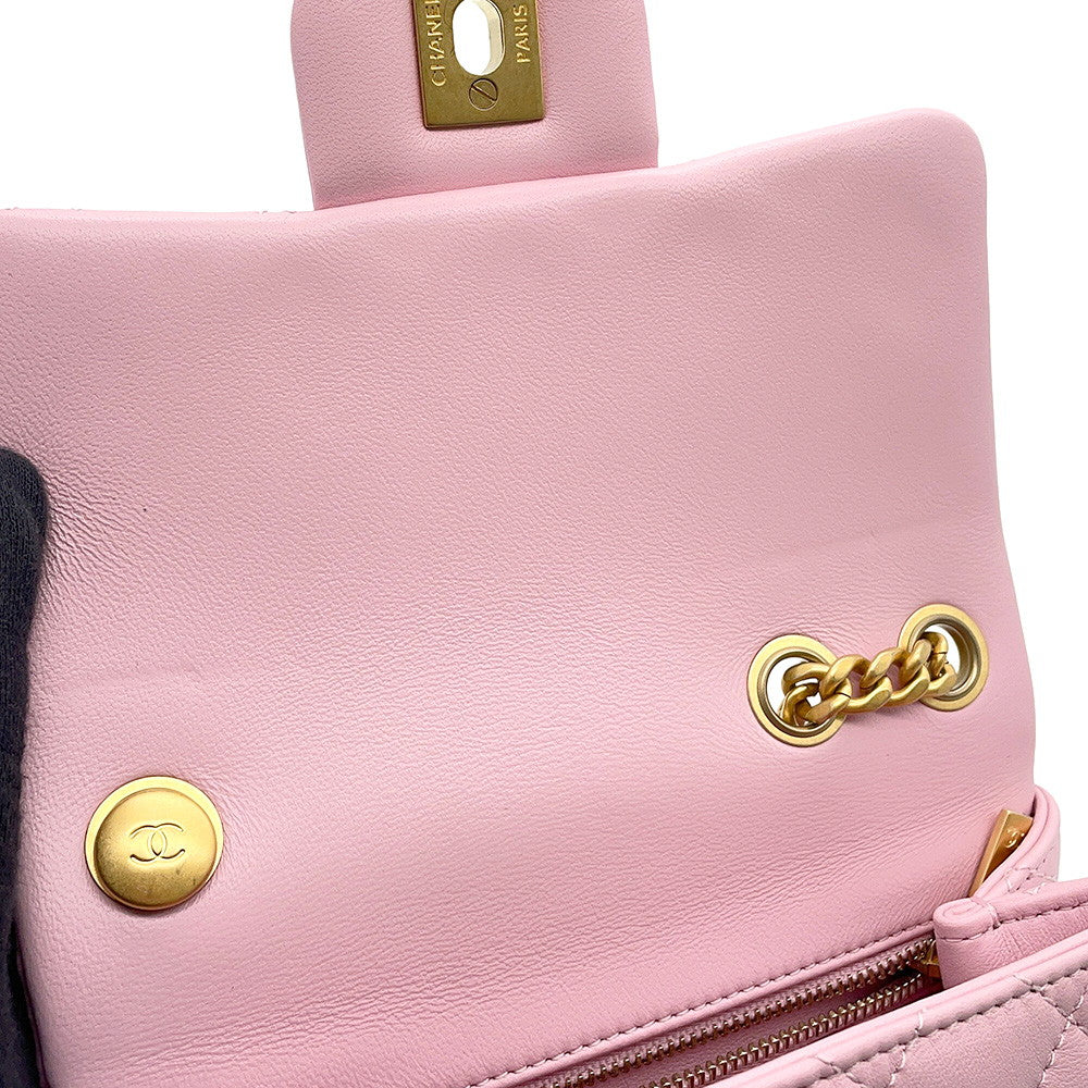 CHANEL Matelasse Camellia ChainShoulder Bag PinkAS4040 Lambskin Size Mini
