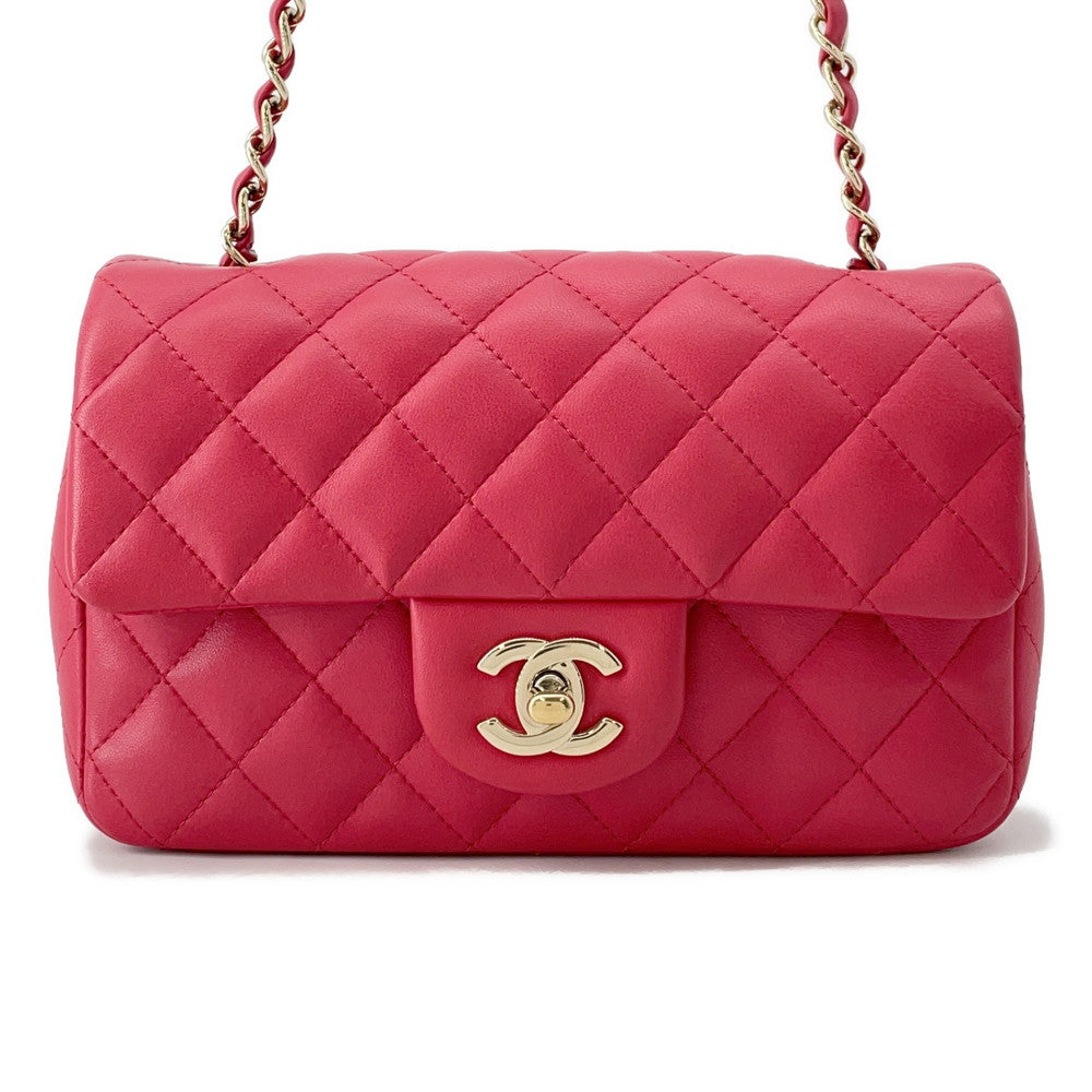 CHANEL Mini Matelasse ChainShoulder Bag PinkA69900 Lambskin Size 20