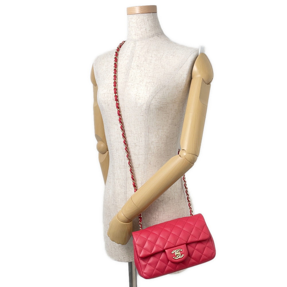 CHANEL Mini Matelasse ChainShoulder Bag PinkA69900 Lambskin Size 20