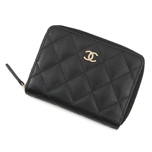 CHANEL Round zip compact wallet BlackAP4652 Caviar Leather
