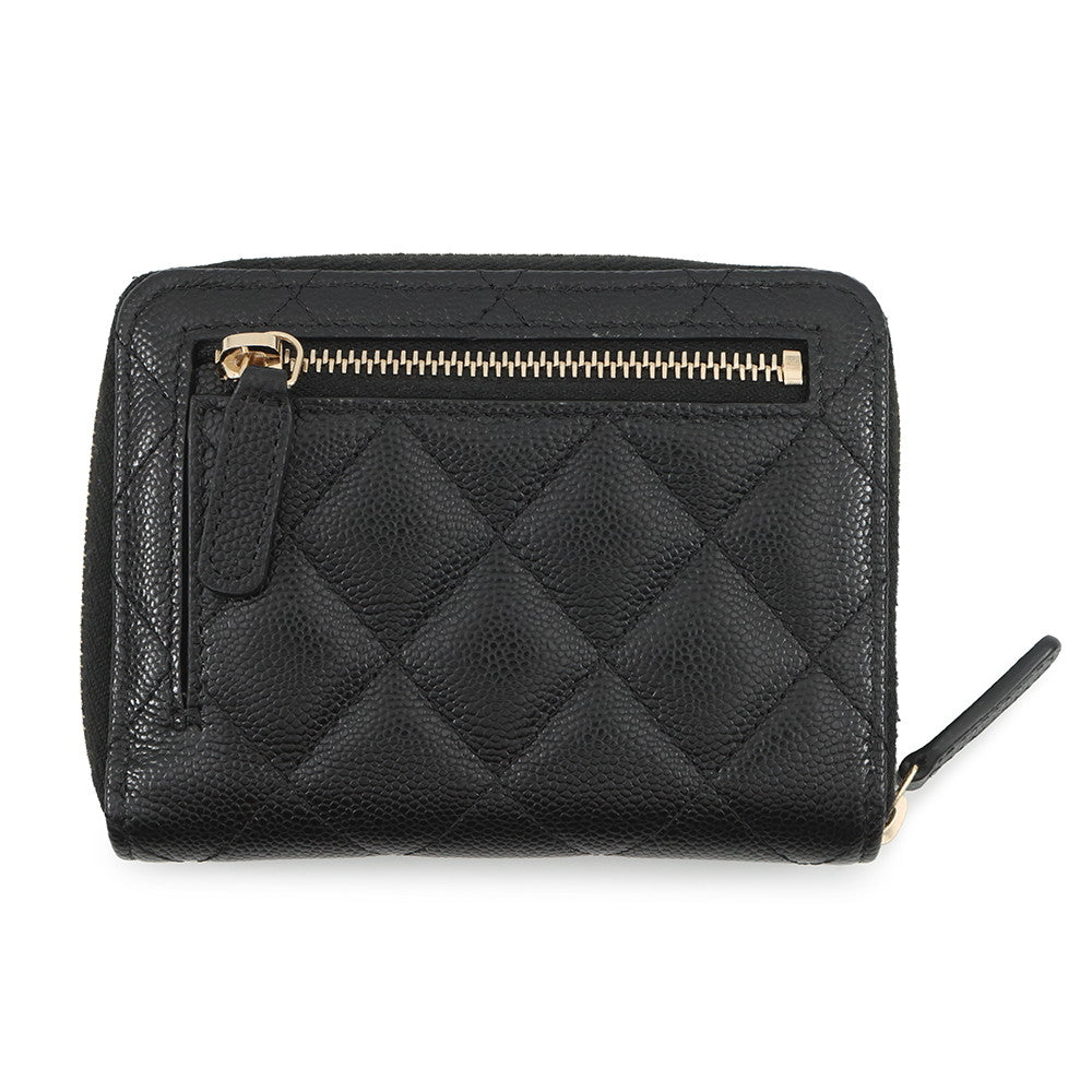 CHANEL Round zip compact wallet BlackAP4652 Caviar Leather