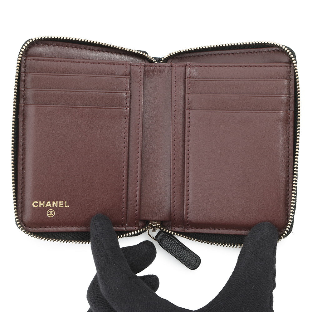 CHANEL Round zip compact wallet BlackAP4652 Caviar Leather