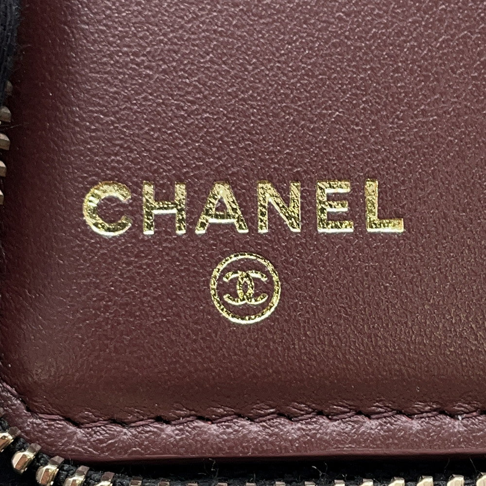 CHANEL Round zip compact wallet BlackAP4652 Caviar Leather