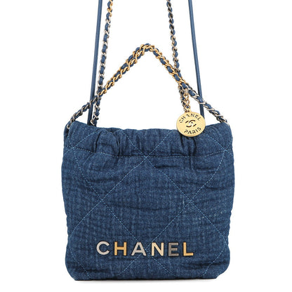 CHANEL CHANEL22 Denim BlueAS3980 Cotton Size Mini