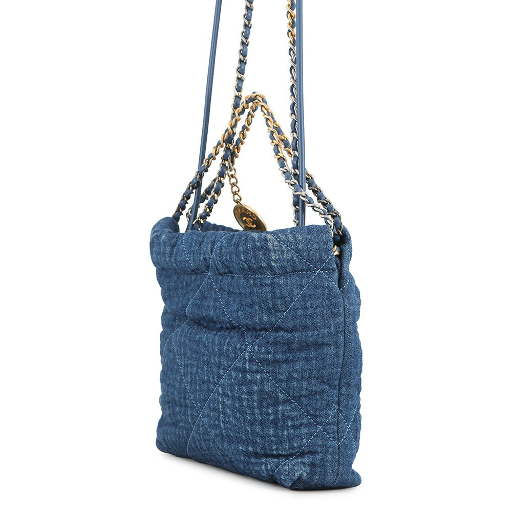 CHANEL CHANEL22 Denim BlueAS3980 Cotton Size Mini
