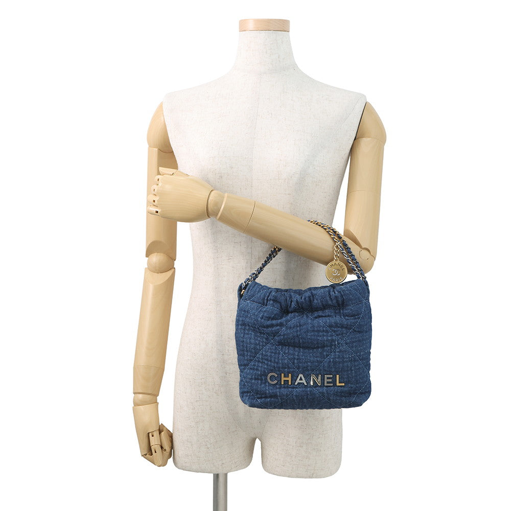 CHANEL CHANEL22 Denim BlueAS3980 Cotton Size Mini