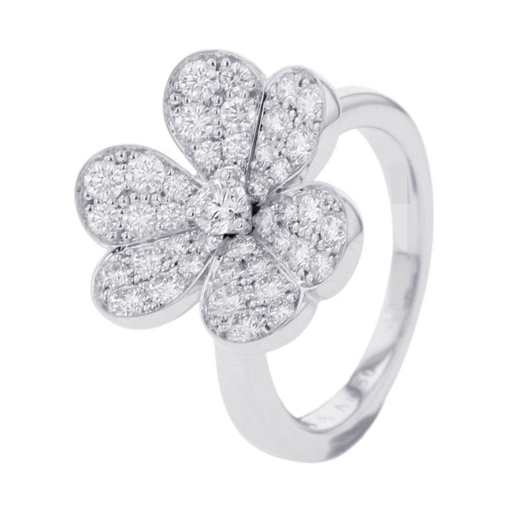 Van Cleef & Arpels Frivole Ring 1 flower Size 47/#7VCARD31648/VCARD31600 18K White Gold