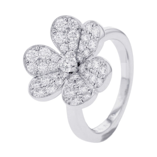 Van Cleef & Arpels Frivole Ring 1 flower Size 47/#7VCARD31648/VCARD31600 18K White Gold