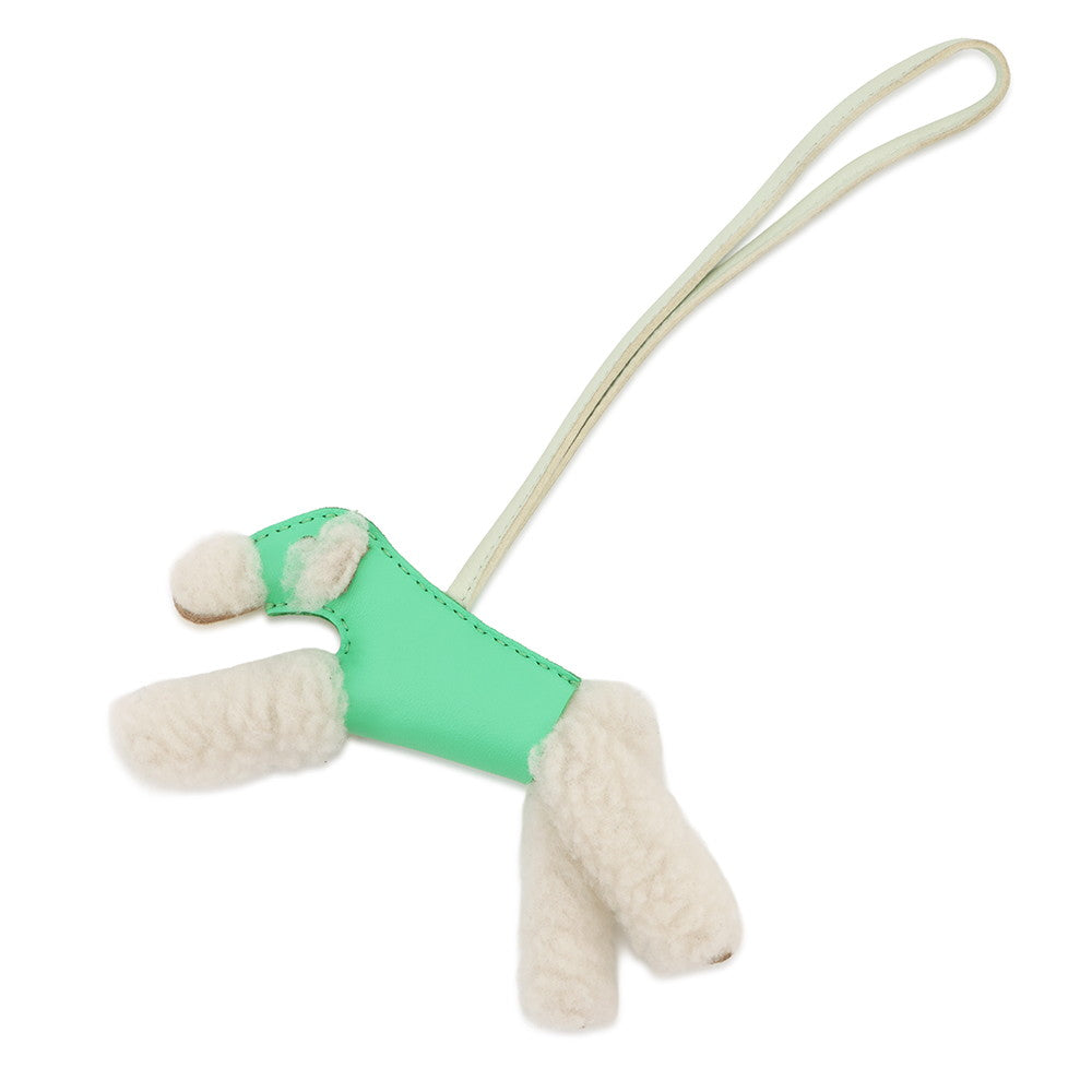 HERMES Buddy Bag Charm Vert Comics/Vert Fizz Lambskin Mouton