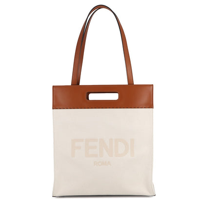 FENDI Shopping bag Brown/White7VA481 Leather Canvas