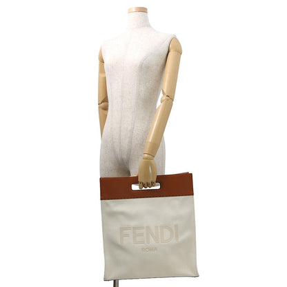 FENDI Shopping bag Brown/White7VA481 Leather Canvas