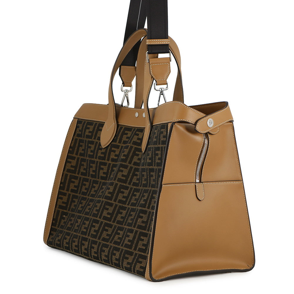 FENDI Peekaboo I See You Zucca Forty 8 Camel/Brown7VA566 Leather Canvas