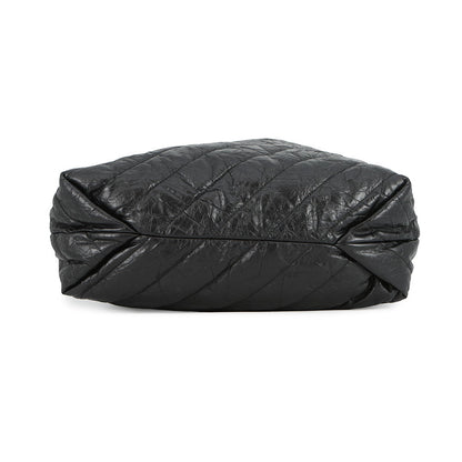 BALENCIAGA BB Logo Crushed Quilted ChainShoulder Bag Black742941 Crushed Calf Leather Size Medium