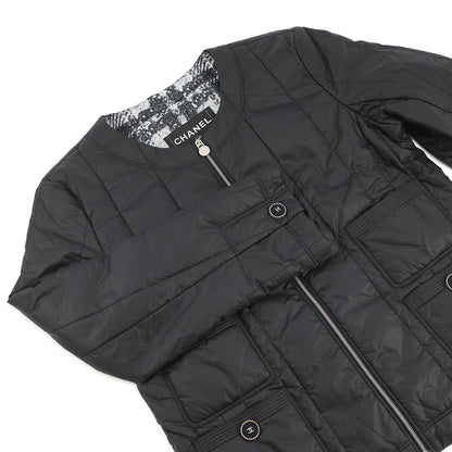 CHANEL COCO Button Collarless Quilted Jacket Size 36 BlackP46944 Nylon 98% Polyethylene 2%