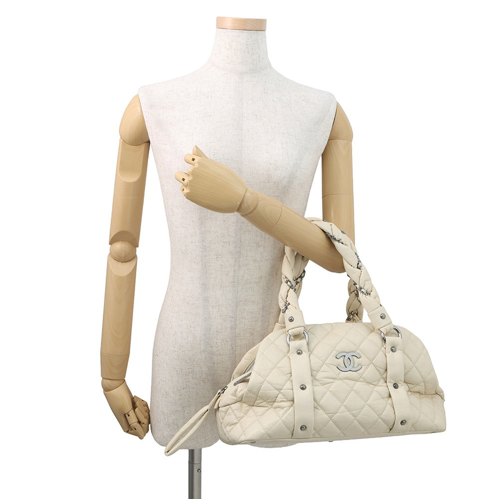 CHANEL Bubble Quilt ChainTravel Bag Ivory Leather