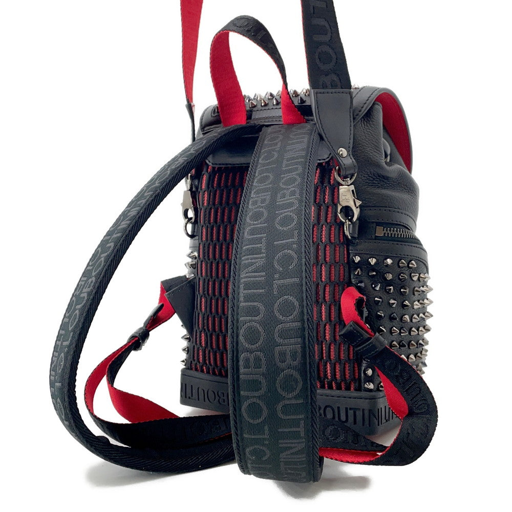 Christian Louboutin Explorer Funk Studded Backpack Black/Red3215038 Leather