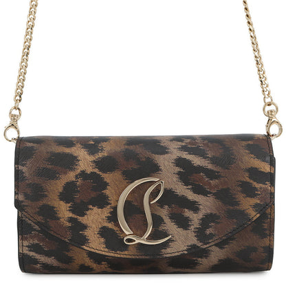Christian Louboutin LOUBI54 Leopard Pattern 2-Way Chain Wallet Brown3235267 Leather