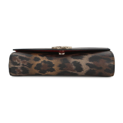 Christian Louboutin LOUBI54 Leopard Pattern 2-Way Chain Wallet Brown3235267 Leather