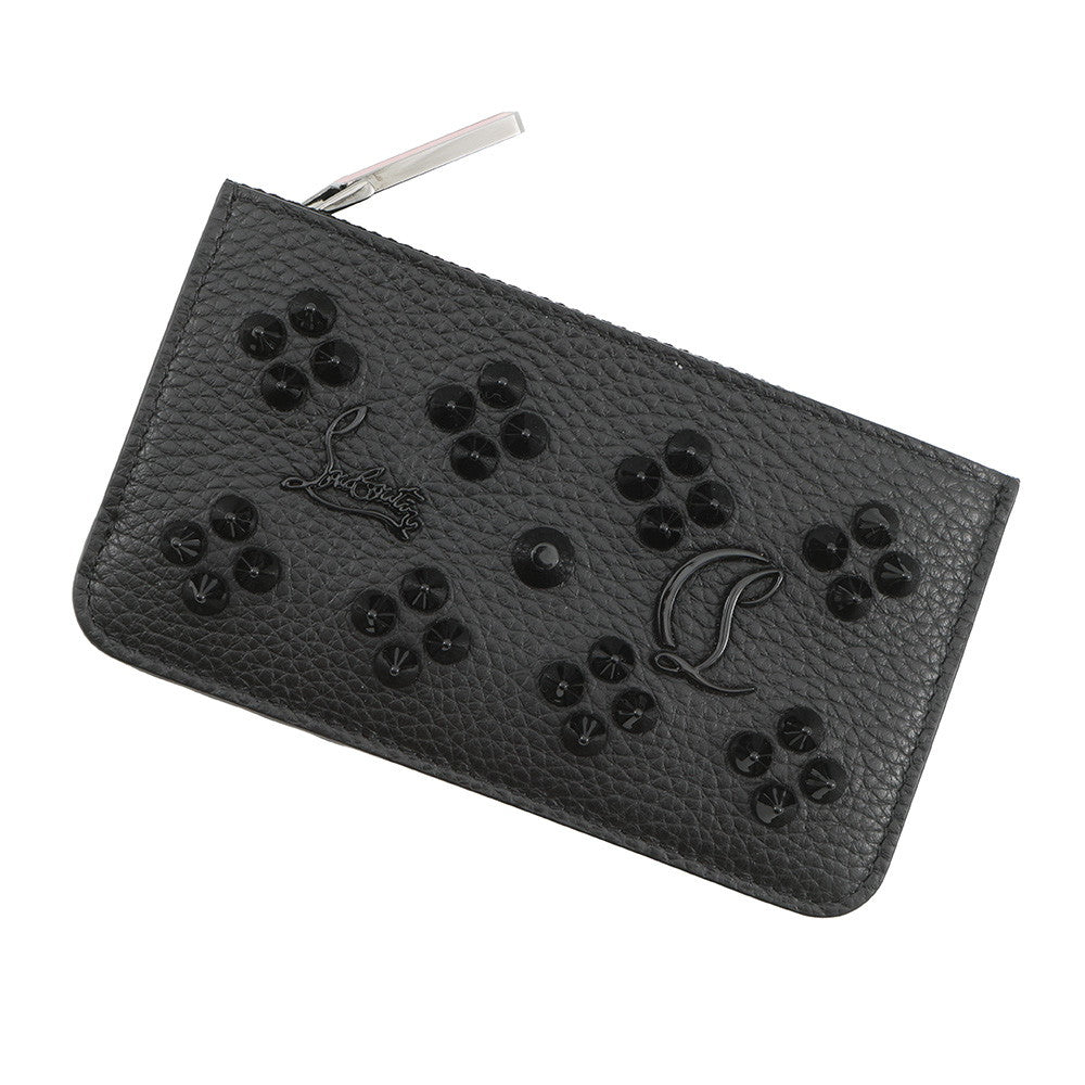 Christian Louboutin Studded Coin Purse Fragment Case Black3225116 Leather