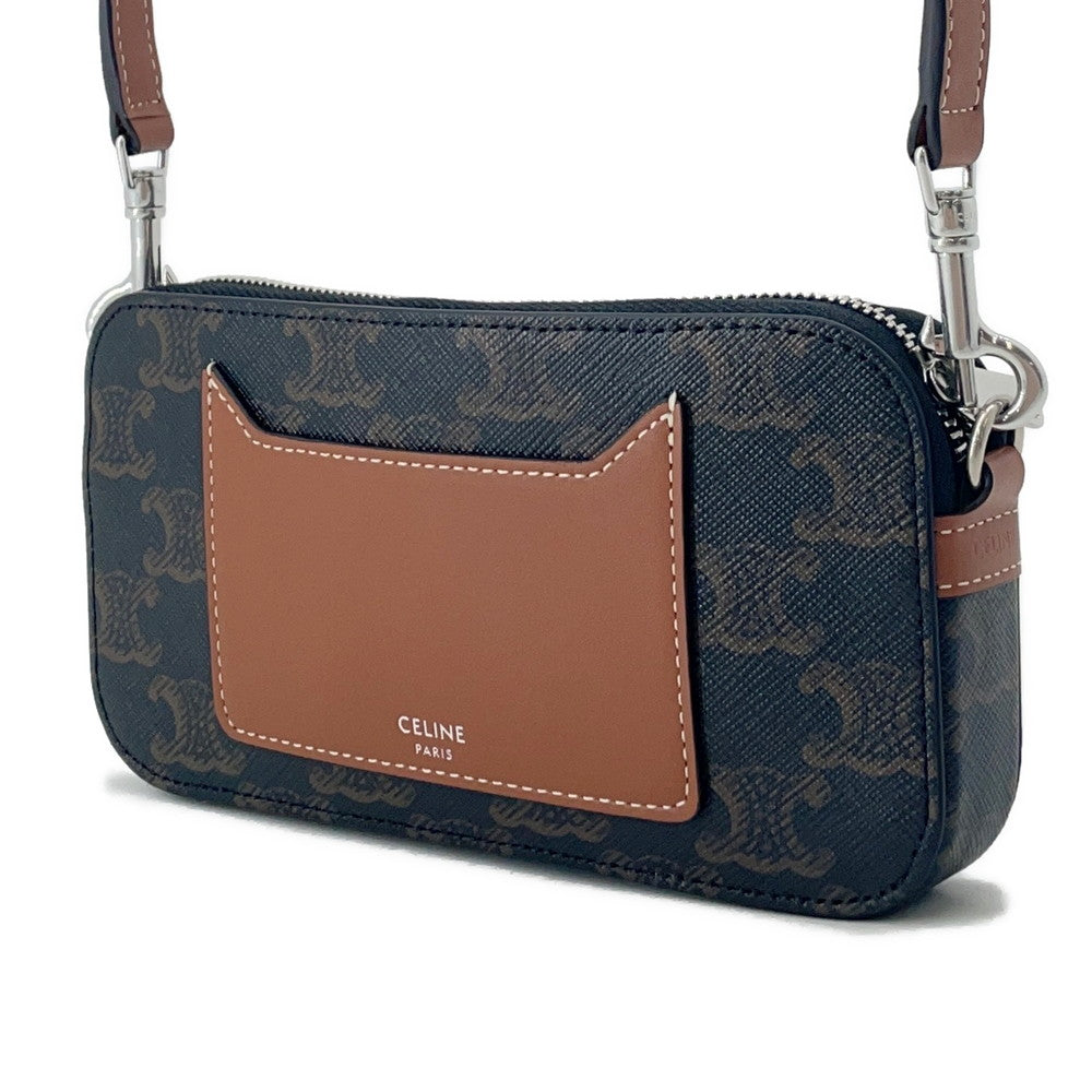 CELINE HorizontalPouch Shoulder Bag Triomphe Tan10L272DM5 PVC Leather