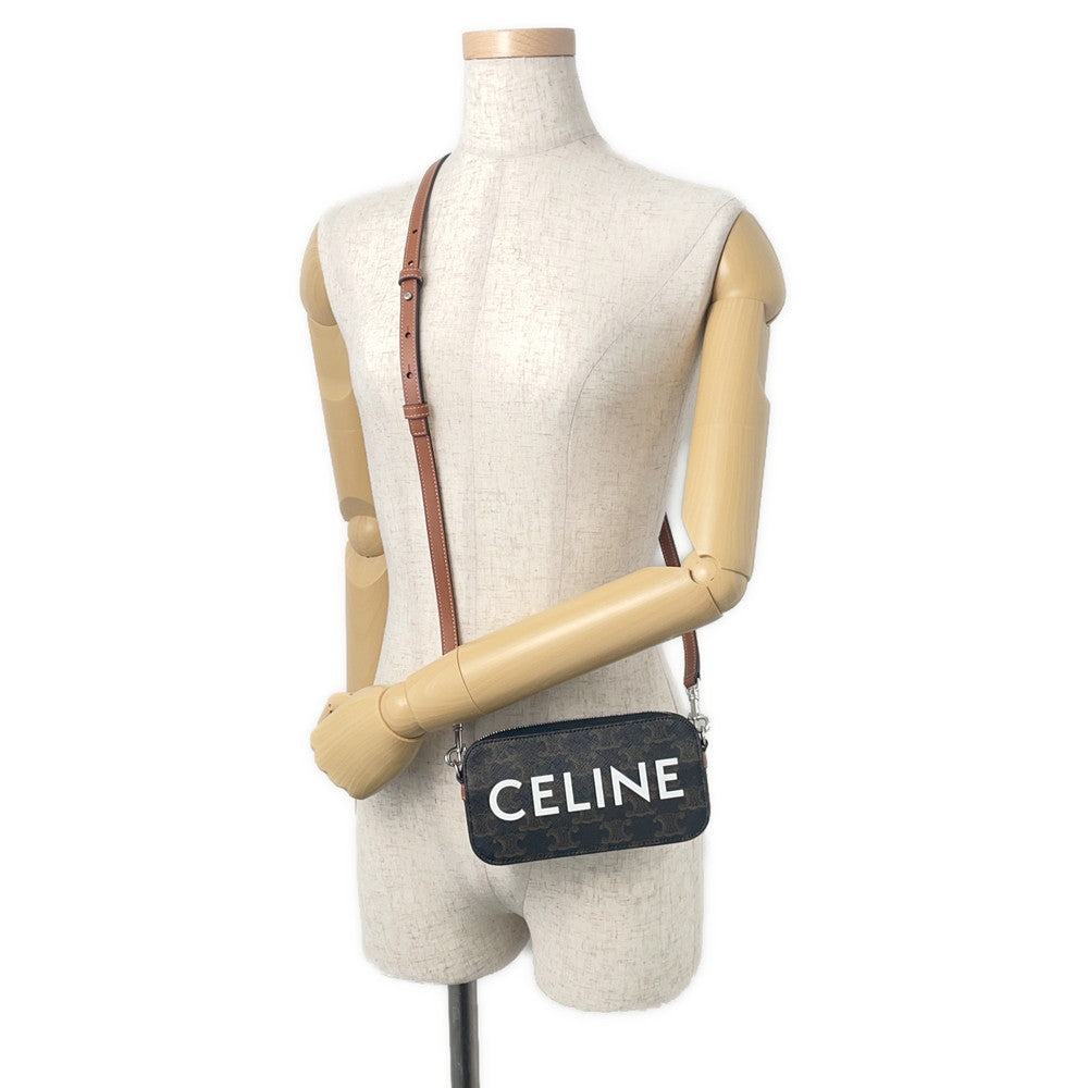CELINE HorizontalPouch Shoulder Bag Triomphe Tan10L272DM5 PVC Leather