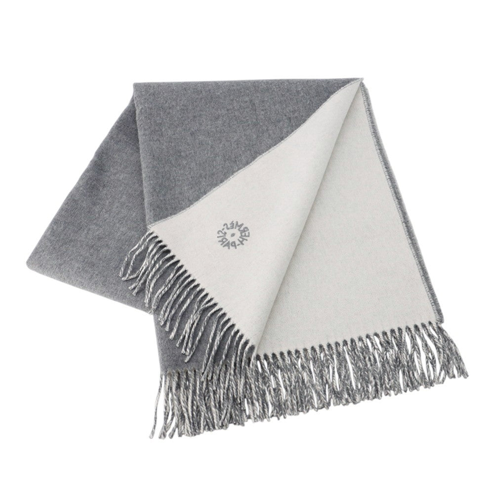 HERMES Double face scarf Gris Flannel / Ivory Coast Cashmere 100%