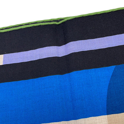 HERMES Giant Square Elaborate carriage VOITURES EN EQUILIBRE Fall/Winter 2023 Size 140 Black/Blue Cobalt/Natural Cashmere70% Silk30%