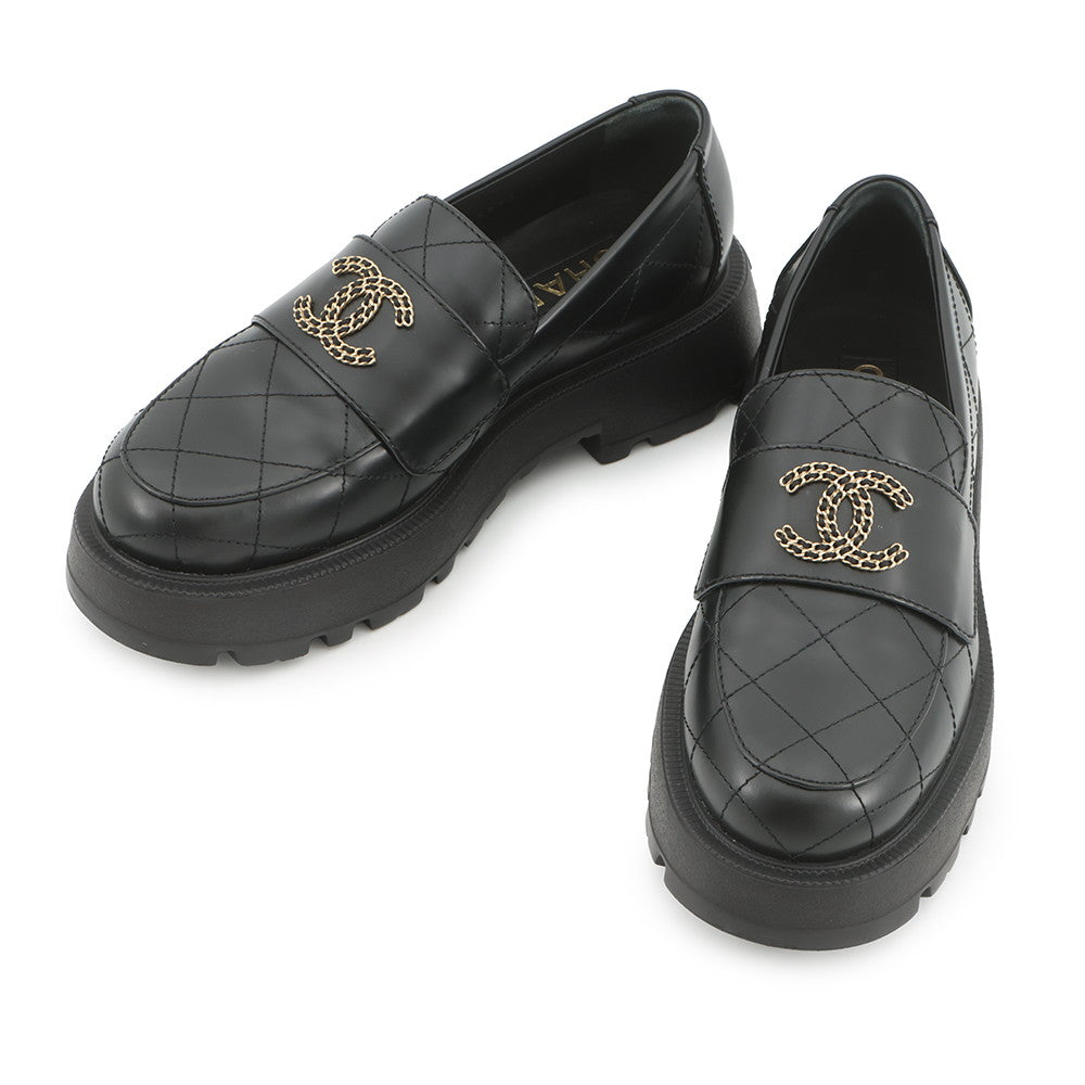 CHANEL CC logo loafers BlackG45921 Calf Leather Rubber Size 37