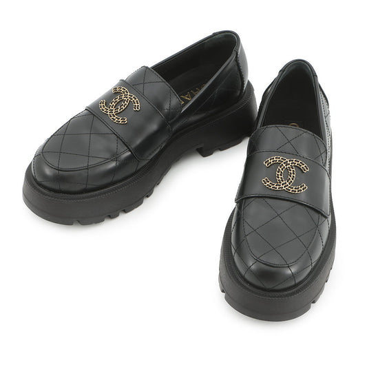 CHANEL CC logo loafers BlackG45921 Calf Leather Rubber Size 37