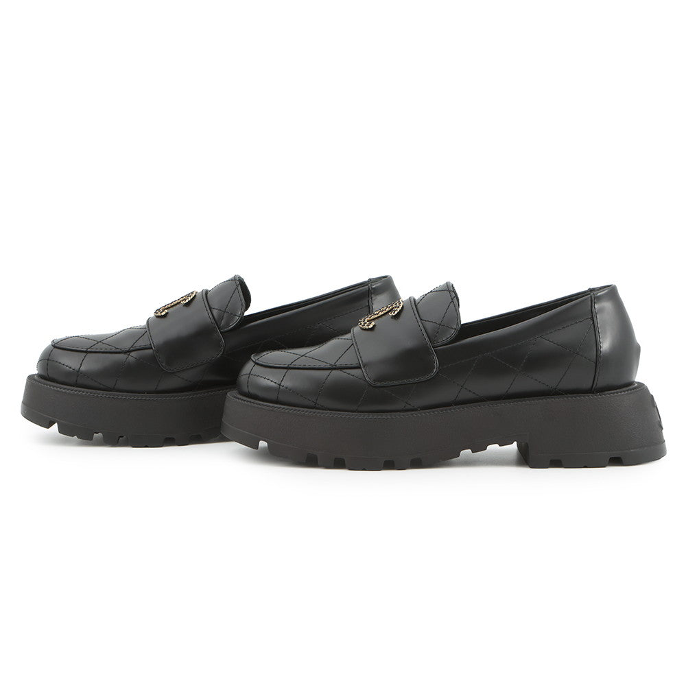 CHANEL CC logo loafers BlackG45921 Calf Leather Rubber Size 37