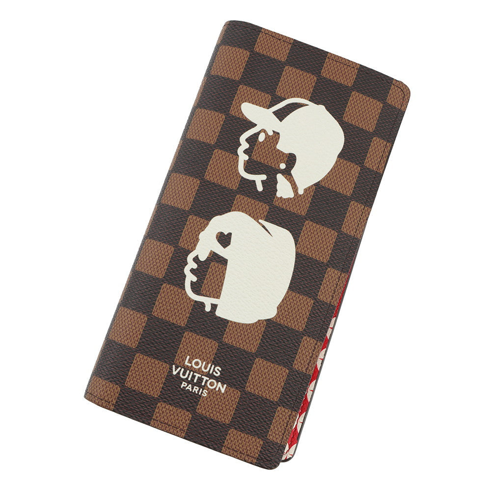 LOUIS VUITTON Portefeuille Brazza Pharrell Williams/NIGO Collaboration 2025 Fall/Winter Collection Brown/RedN40780 Damier Friendship Canvas
