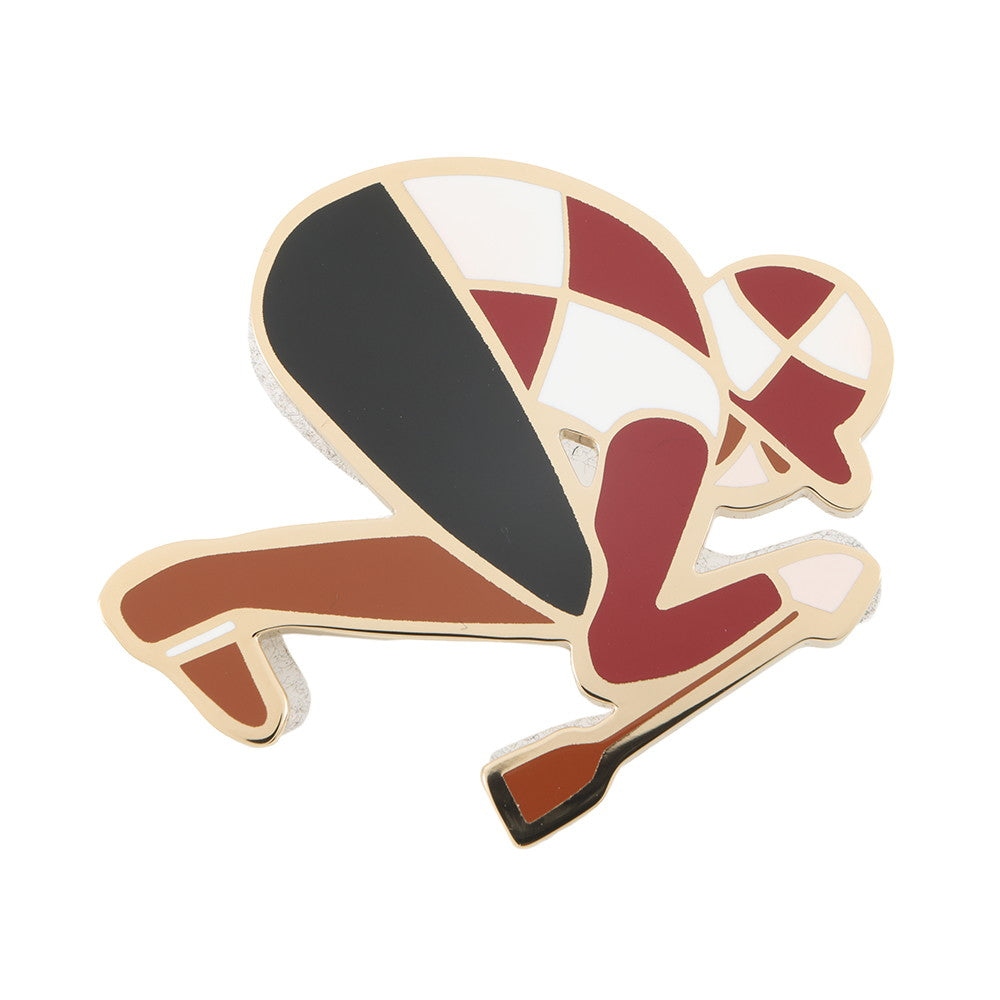 HERMES ScarfRing Jockey Rouge H/Black/White Perma brass