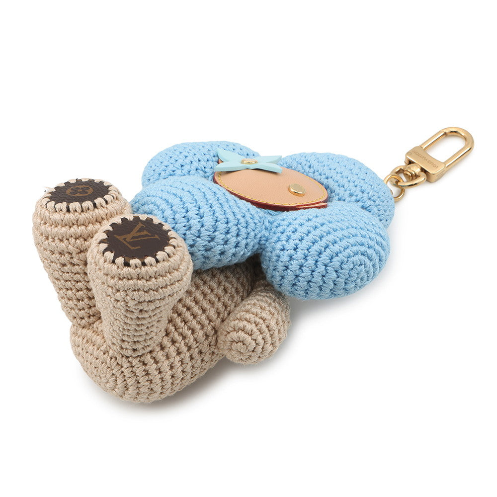 LOUIS VUITTON Bag Charm My Vivienne Crochet Blue/BeigeM02582 Cotton Leather