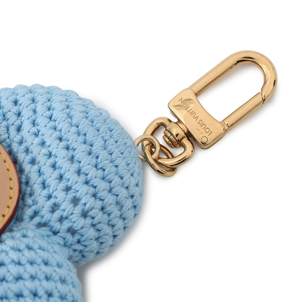 LOUIS VUITTON Bag Charm My Vivienne Crochet Blue/BeigeM02582 Cotton Leather