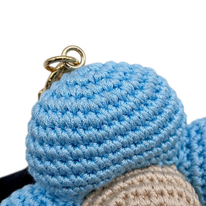 LOUIS VUITTON Bag Charm My Vivienne Crochet Blue/BeigeM02582 Cotton Leather