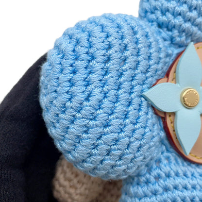 LOUIS VUITTON Bag Charm My Vivienne Crochet Blue/BeigeM02582 Cotton Leather