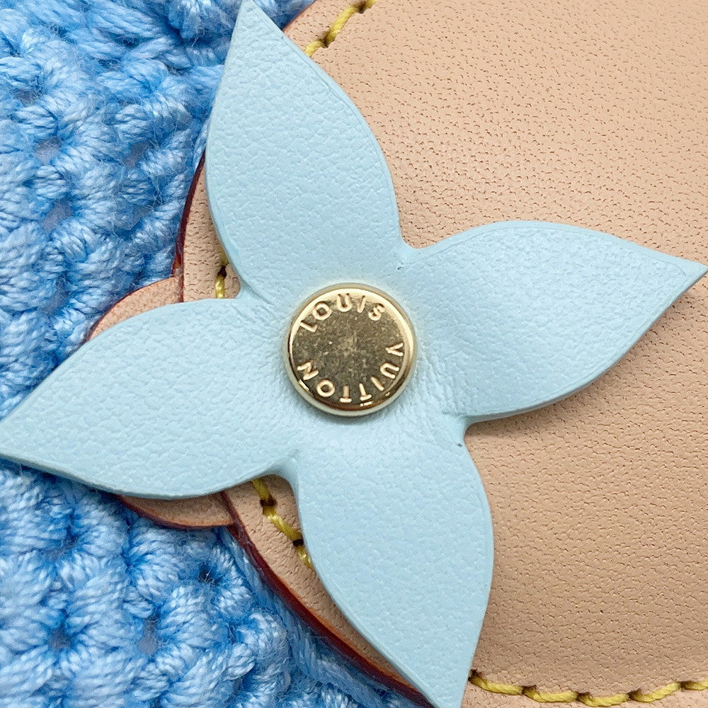 LOUIS VUITTON Bag Charm My Vivienne Crochet Blue/BeigeM02582 Cotton Leather