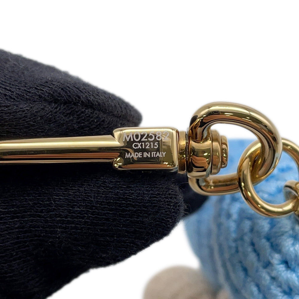 LOUIS VUITTON Bag Charm My Vivienne Crochet Blue/BeigeM02582 Cotton Leather