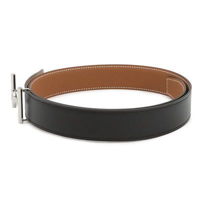 HERMES Jumbo Belt Reversible Belt Size 80 Black/Gold Box Calf Leather Togo Leather