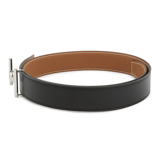 HERMES Jumbo Belt Reversible Belt Size 80 Black/Gold Box Calf Leather Togo Leather
