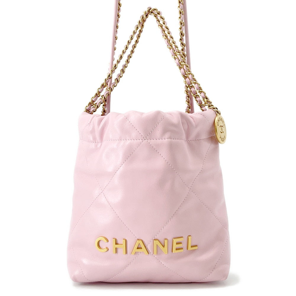 CHANEL CHANEL 22 Shoulder Bag PinkAS3980 Shiny Calf Leather Size Mini