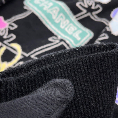 CHANEL Logo sweateater Size 36 Black/MulticolorP72298 Cashmere99% Elastine1%