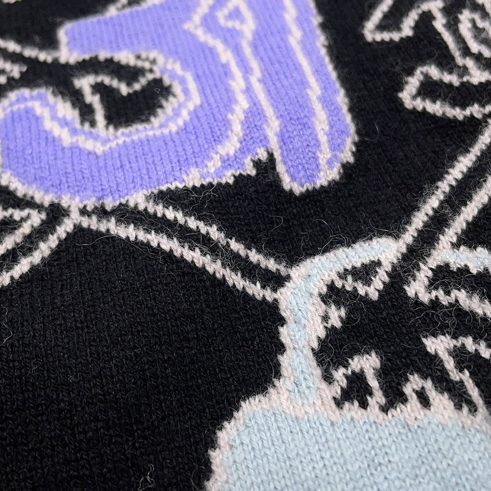 CHANEL Logo sweateater Size 36 Black/MulticolorP72298 Cashmere99% Elastine1%