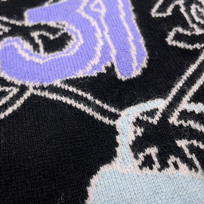 CHANEL Logo sweateater Size 36 Black/MulticolorP72298 Cashmere99% Elastine1%