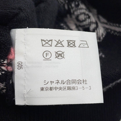 CHANEL Logo sweateater Size 36 Black/MulticolorP72298 Cashmere99% Elastine1%