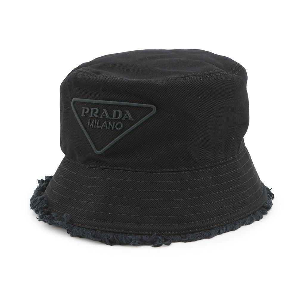 PRADA Triangle fringe bucket hat (2022) Size M Black1HC137 Cotton100%