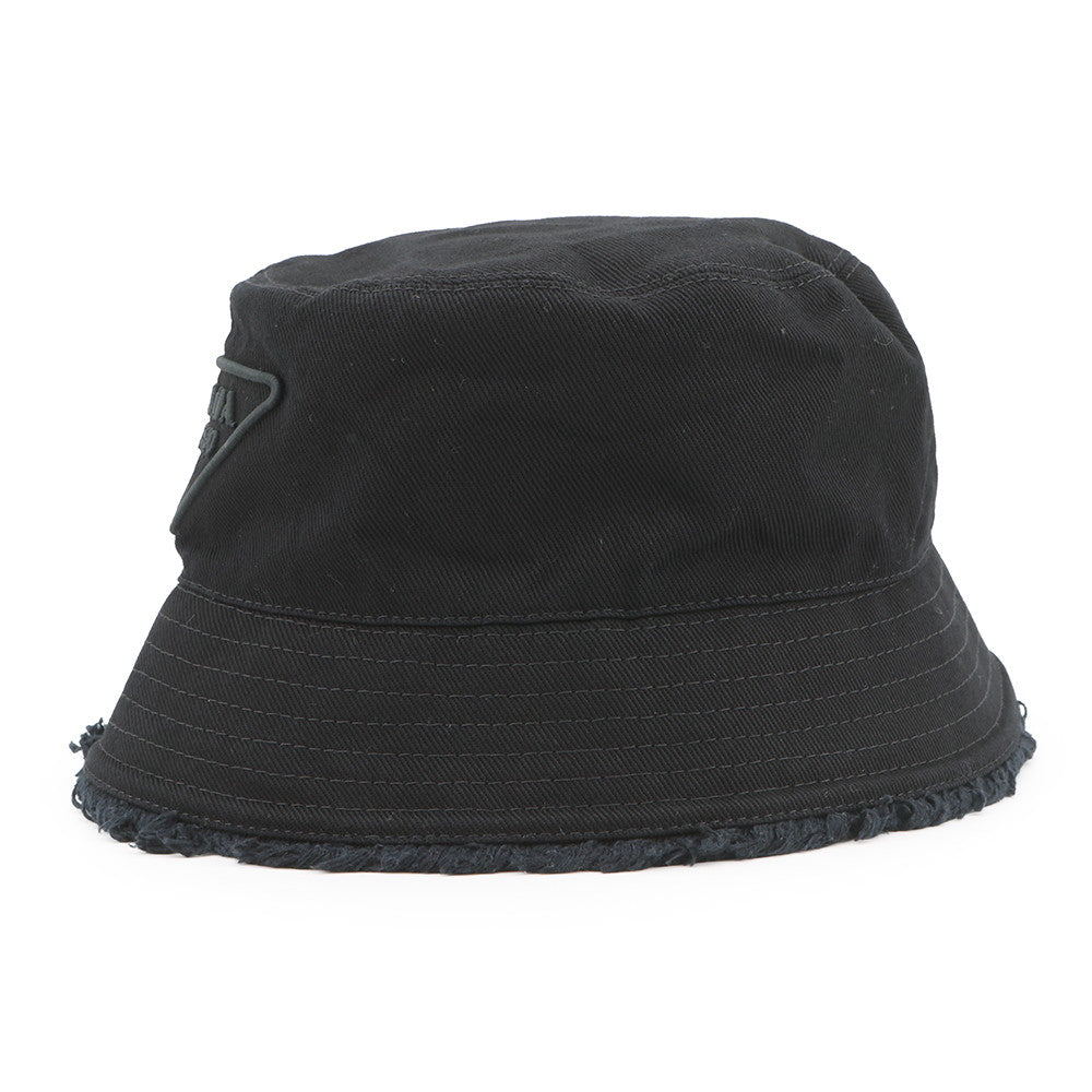 PRADA Triangle fringe bucket hat (2022) Size M Black1HC137 Cotton100%