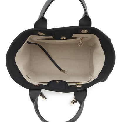 CHANEL Deauville Shopping 2-Way Tote Bag BlackAS3257 Mix Fiber Leather Size Small