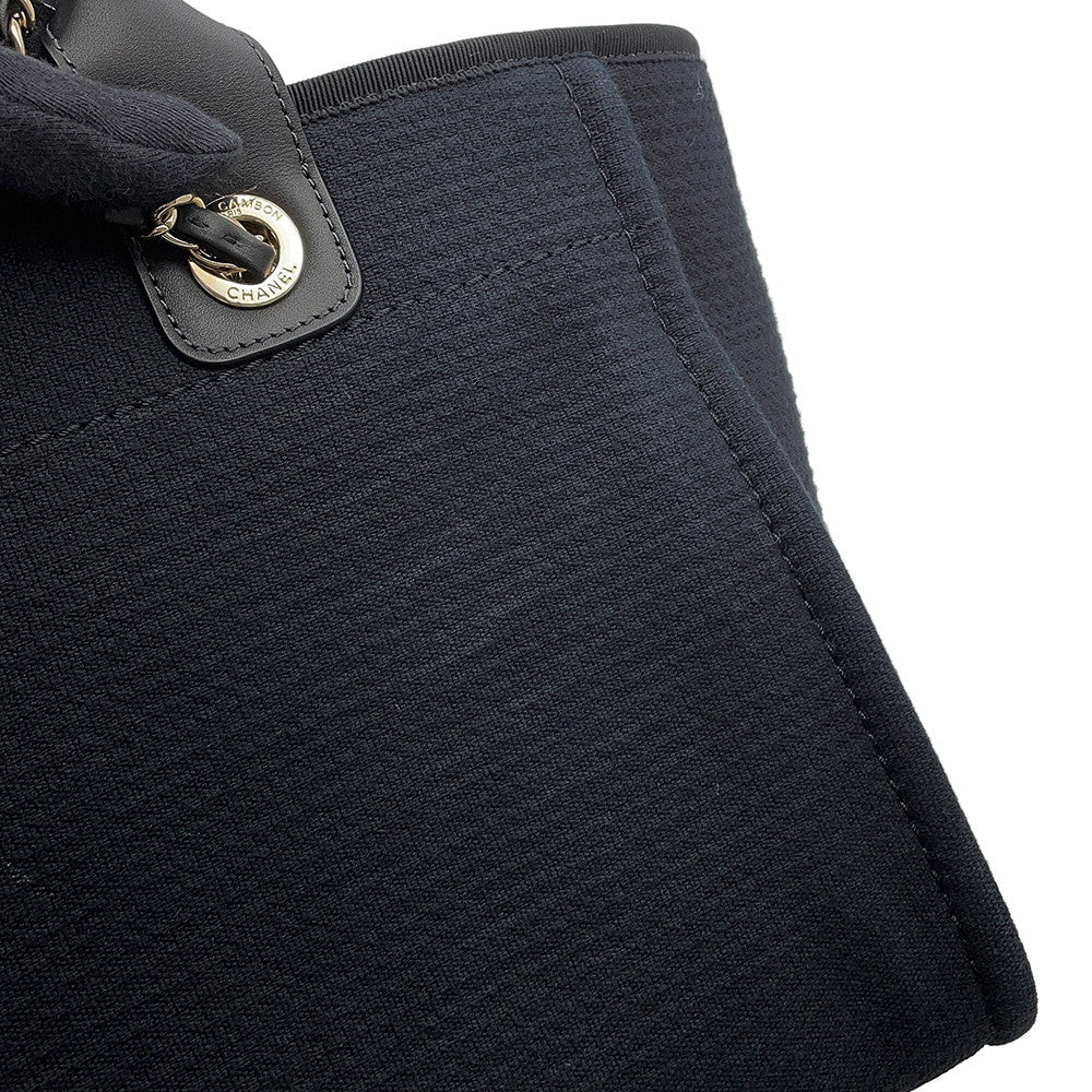 CHANEL Deauville Shopping 2-Way Tote Bag BlackAS3257 Mix Fiber Leather Size Small
