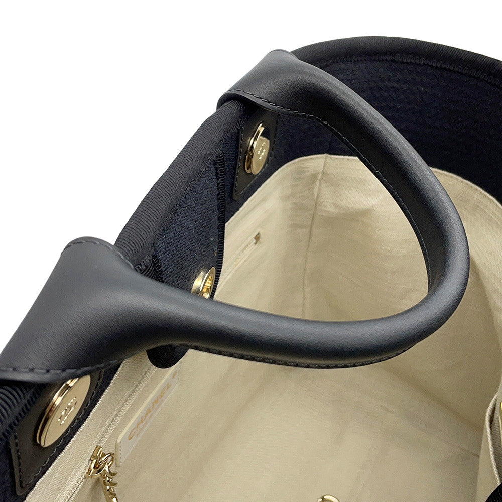 CHANEL Deauville Shopping 2-Way Tote Bag BlackAS3257 Mix Fiber Leather Size Small